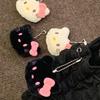 Мультяшные брелоки-подвески Sanrio Милый Черно-розовый Бант Плюшевая кукла Хелло Китти Украшение для сумки Сладкие аксессуары Подарки на день рождения для девочек