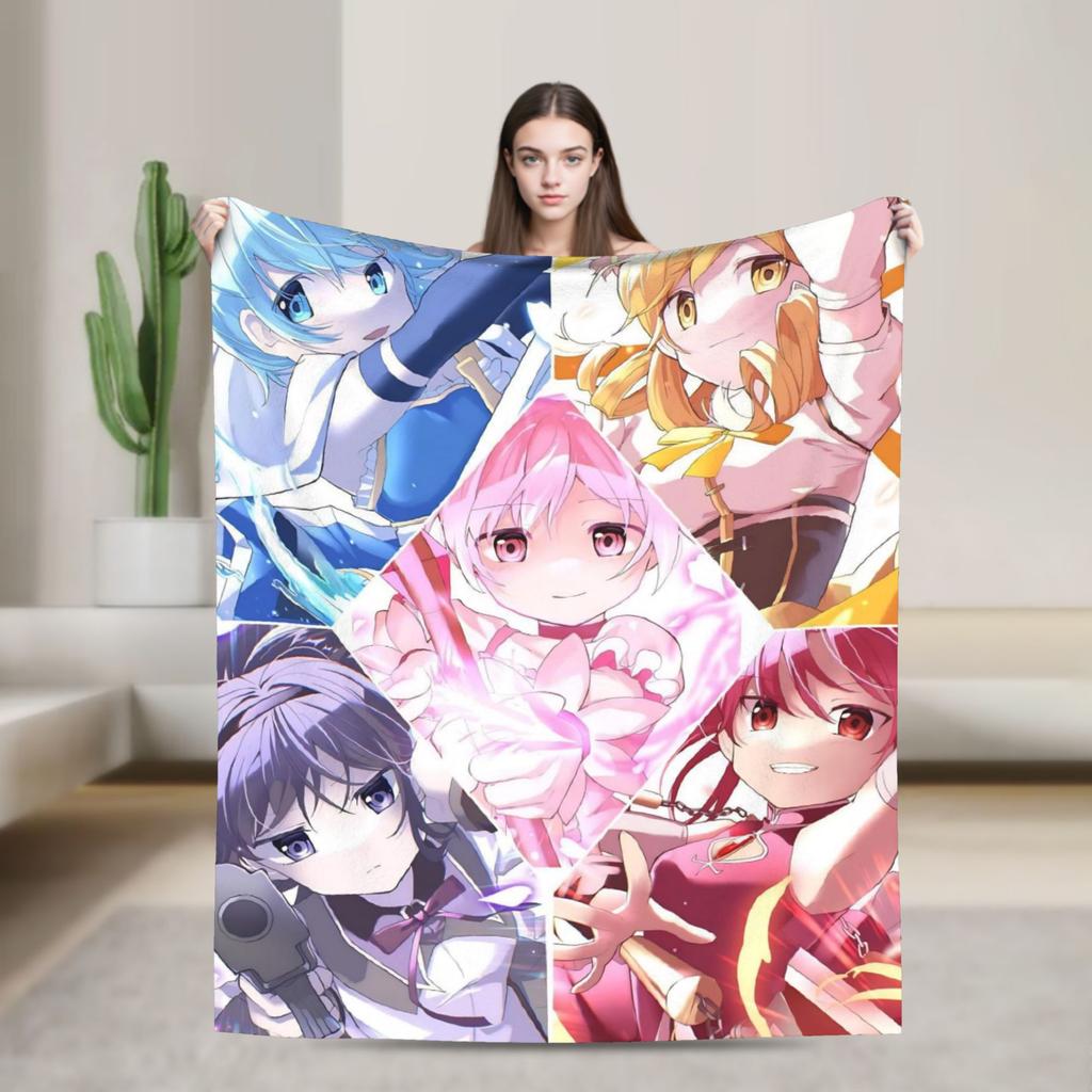 Puella Magi Madoka Magica Пледы Милая Девочка Мадока Канаме Шерстяные Новинка Теплые Пледы для Покрывала Зима