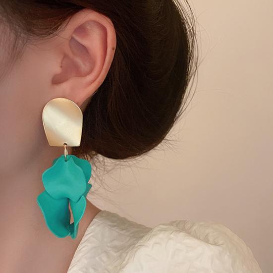 Stylish Drop Earrings Geometric Decoration Accessory Fashion Women Flower Petal Dangle