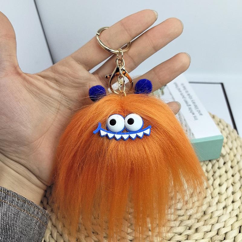 1PC Cartoon Fried Doll Keychain Bag Pendant Popular Fried Hair Funny Sausage Mouth Plush Toy Cute