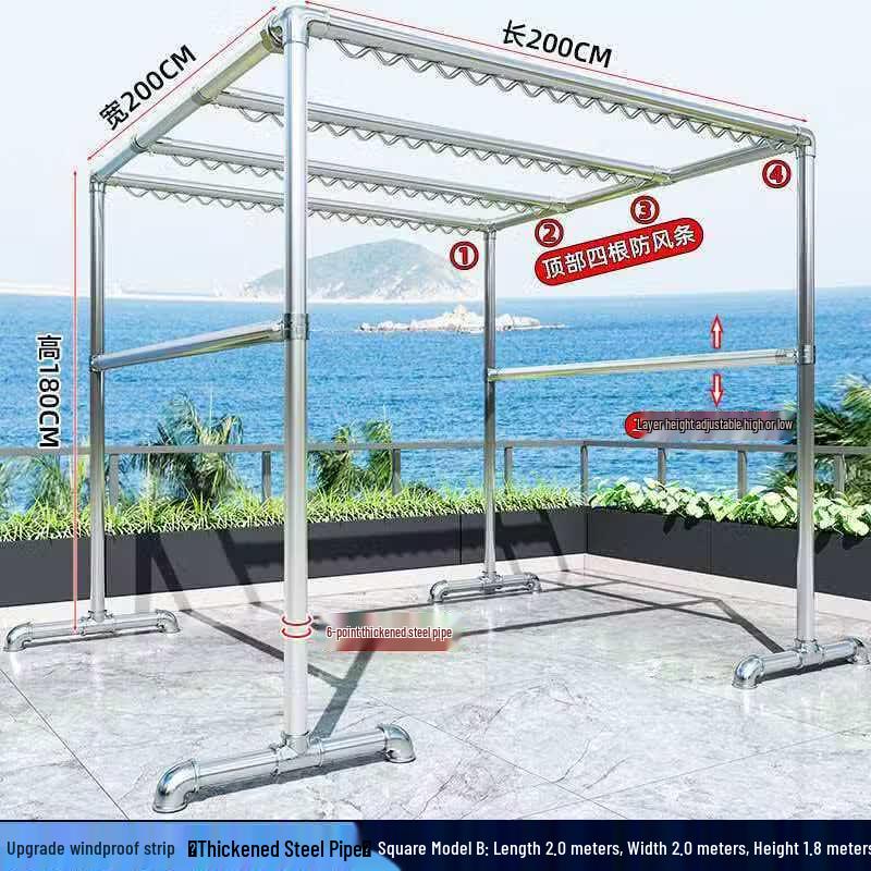 Outdoor Clothes Drying Rack with Windbreak Strips