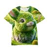 Round Neck 3D Cute Animals Printed Casual Short Sleeved Children's Girl T-shirts - Soft Medium Stretch Polyester Fabric Summer Relaxed Fit Clothing