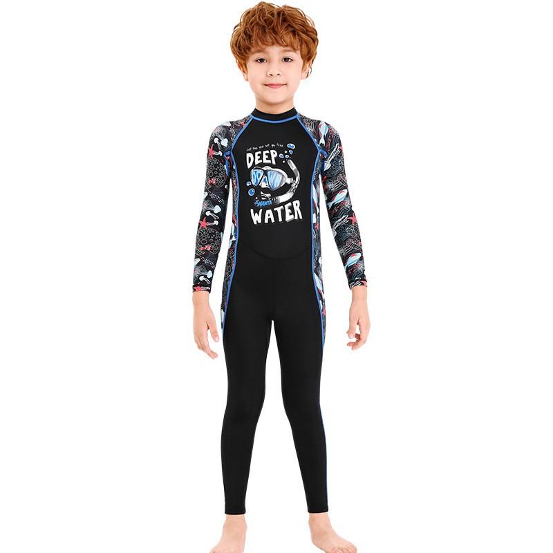 Kids UPF 50 Long Sleeve Rash Guard Swimsuit Snorkeling Swimming