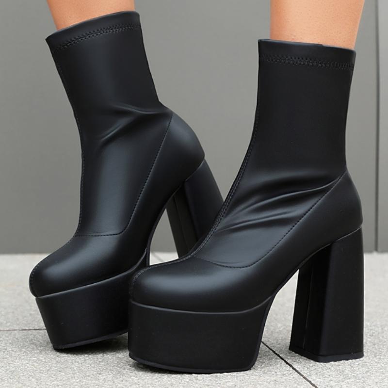 Платформенные ботильоны для женщин черные золотые серебристые короткие ботинки на высоком каблуке на молнии для вечеринок танцев женские большого размера 45 новые 2025 зима