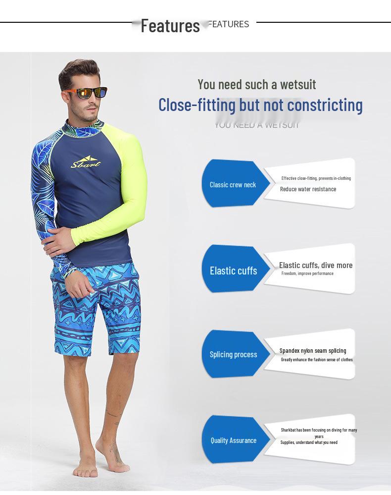 Sharkbat Men's Quick-Dry Sun Protection Surfing Wetsuit & Snorkeling Set