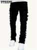 Durable Design, Men's Slim Fit Embroidered Jeans - Stretch Denim, Casual Style, Machine Washable - Perfect for All Seasons
