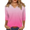 Женская модная повседневная свободная футболка с v-образным вырезом и рукавами 3/4 с принтом, женский топ