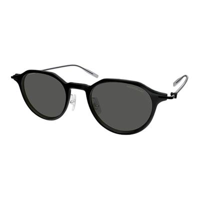 Montblanc Круглые солнцезащитные очки с тонкими зеркальными дужками Унисекс Очки Черные MB0355S