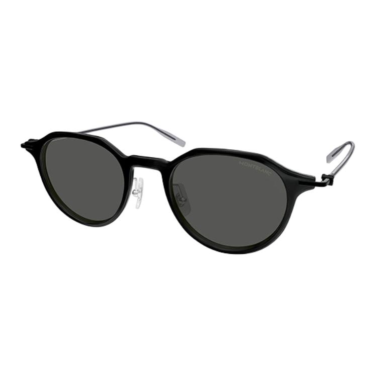 Montblanc Round Sunglasses With Thin Mirrored Legs Unisex sunglasses Black MB0355S