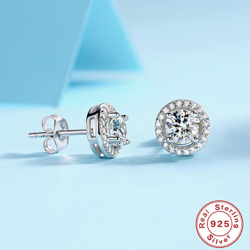 0,5 карат S925 серебряные серьги женские круглые серьги-гвоздики сумочка темперамент свадебный муассанит подарок ушные украшения источник