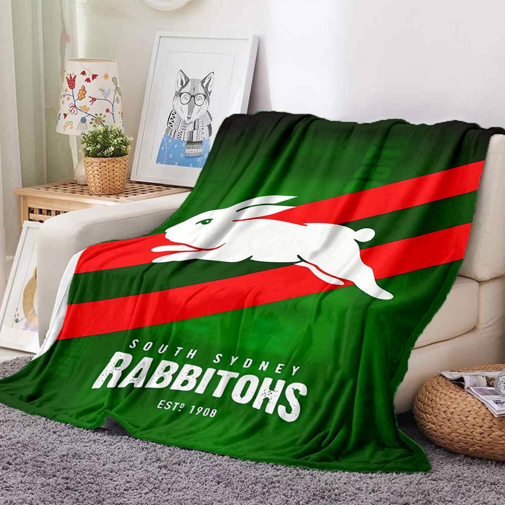 1Pc Rabbitohs Rugby Team Emblem Blanket Soft And Comfortable Casual Warm Camping Travel Christmas Halloween Xmas Gift M92412