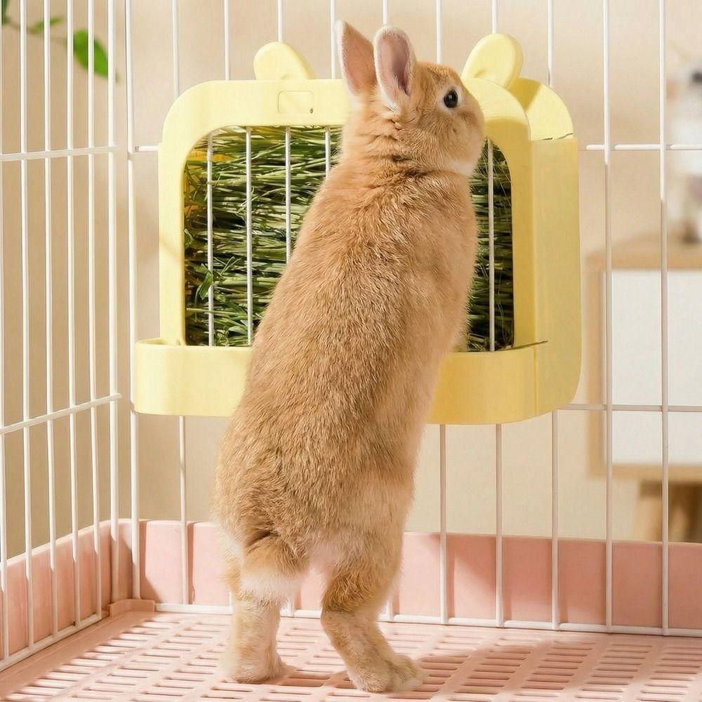 Wall Hanging Rabbit Hay Rack Chew Proof Pet Food Dispenser Practical Grass Rack Indoor Rabbit Cage