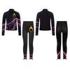 Kids Figure Skating Jacket Set Stand Collar Long Sleeve Printed with Leggings for Workout