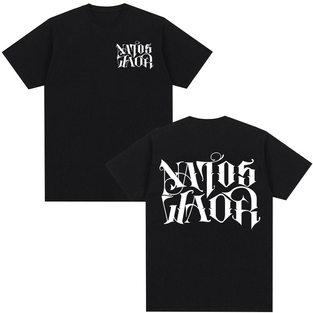 Rapper NATOS WAOR Tour 2025 Graphic T Shirt Unisex Unisex Vintage High Quality Hip Hop Tshirts Cotton Oversized Tshirt Streetwear