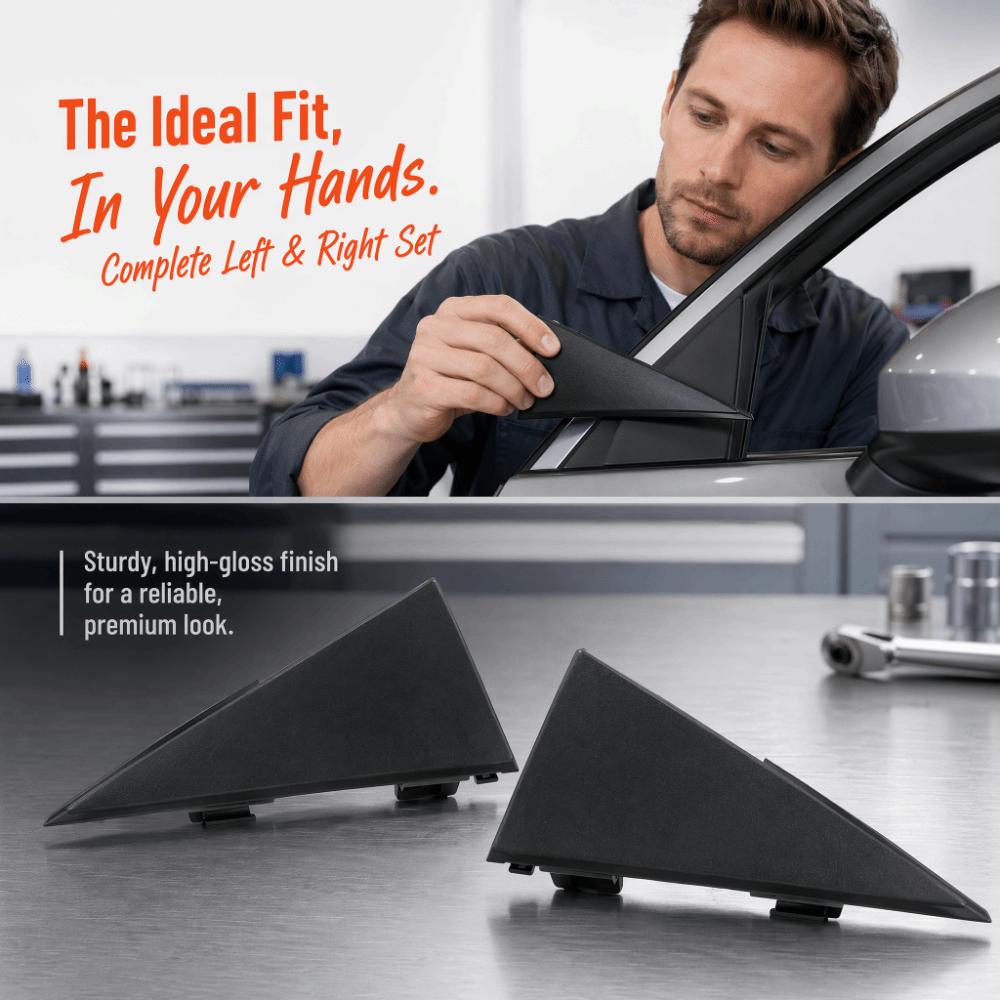 2PCS Black Rear View Mirror Triangle Cover Fender Corner Trim Molding for Hyundai Sonata 2011-2015