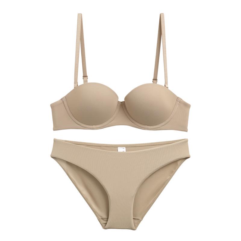 Women's Seamless Underwire Half-Cup Underwear: Ideal for Small Chests, Sexy, Versatile, Thin Top, Thicker Bottom, Gathered Design