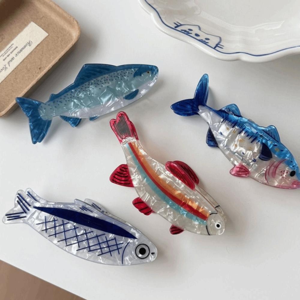 Pvc Marine Life Fish Hair Clip Hairpin Fish Grab Clip Creative Ocean Animal Hair Claw  Streetwear