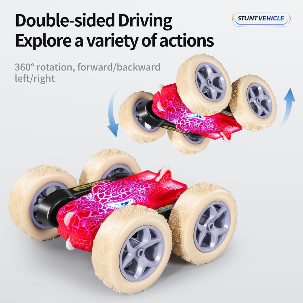 2.4G Roll Tumble двухсторонний трюковой автомобиль электрический скалолазание свет музыка трещина динозавр игрушка с дистанционным управлением