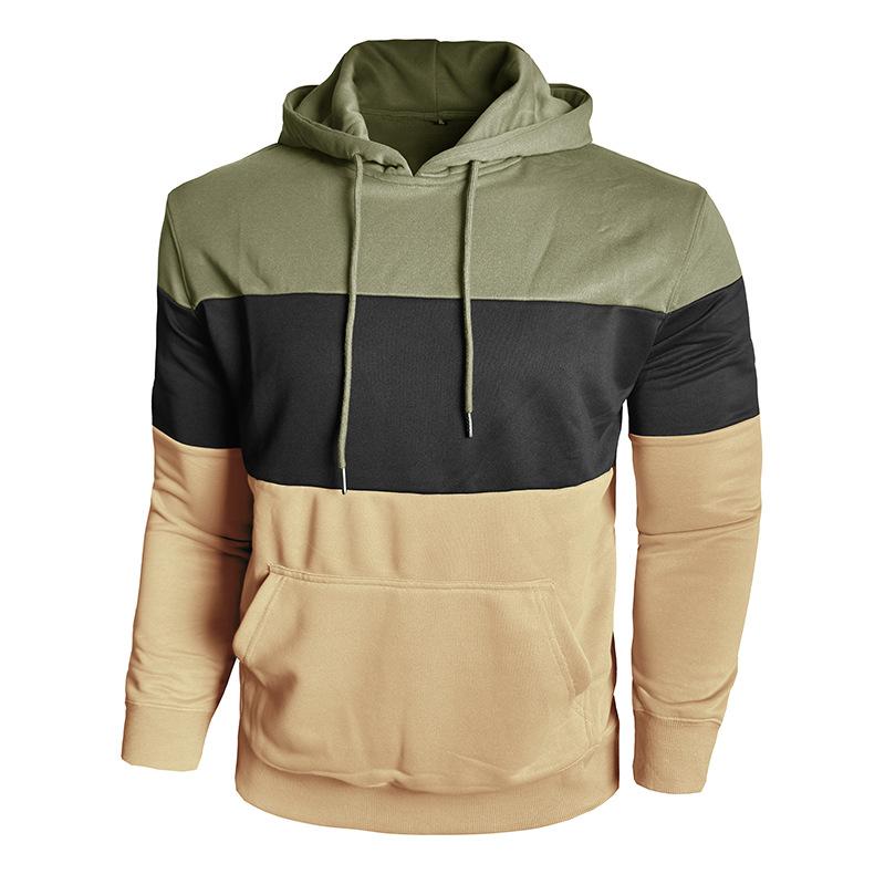 Осень Зима Мужская Толстовка Длинный Рукав Повседневная Спортивная Контрастная Худи Мужская Толстовка с Капюшоном Уличная Одежда Топы для Бега