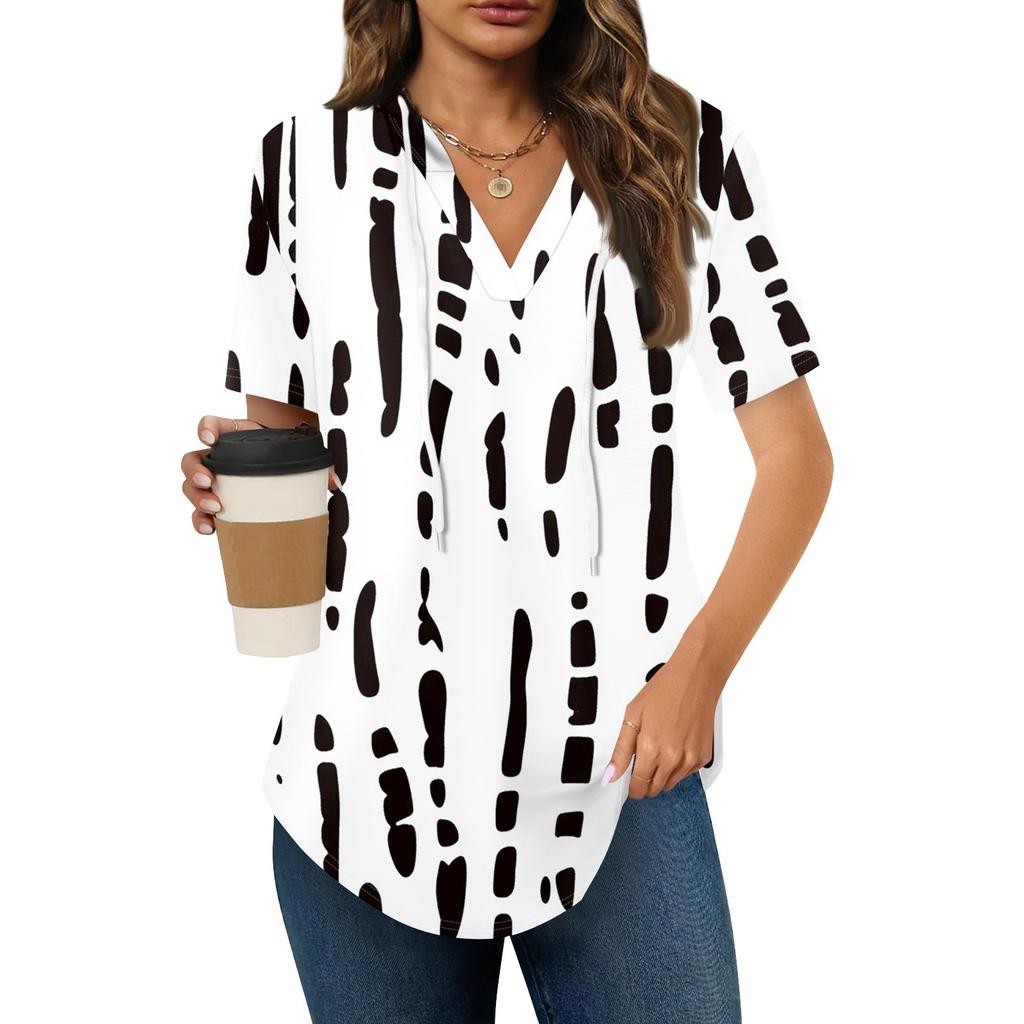 Женские летние футболки с V-образным вырезом, толстовки с коротким рукавом, туники, повседневные свободные туники, толстовки