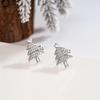 Huitan Simple Silver Color Women Christmas Stud Earrings Party Fashion Jewelry Full CZ Versatile Winter Festival Accessories