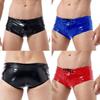 Men's Wet Look Patent Leather Boxer Shorts Swim Trunks Swimsuit Lounge Underwear