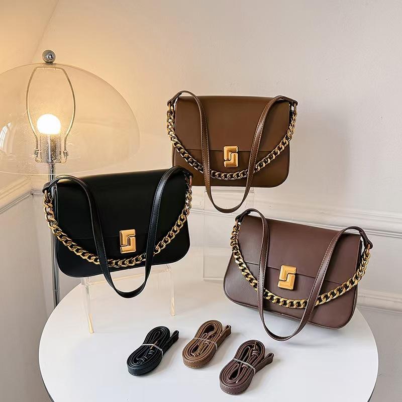 Сумка-тофу с замком-цепочкой премиум-класса, модная и простая сумка-мессенджер на одно плечо, двойной ремень на плечо