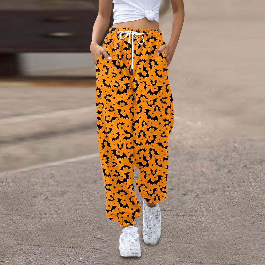 Женские спортивные штаны, мешковатые, с высокой талией, большие размеры, спортивные штаны с карманами, напечатанные брюки, брюки для женщин