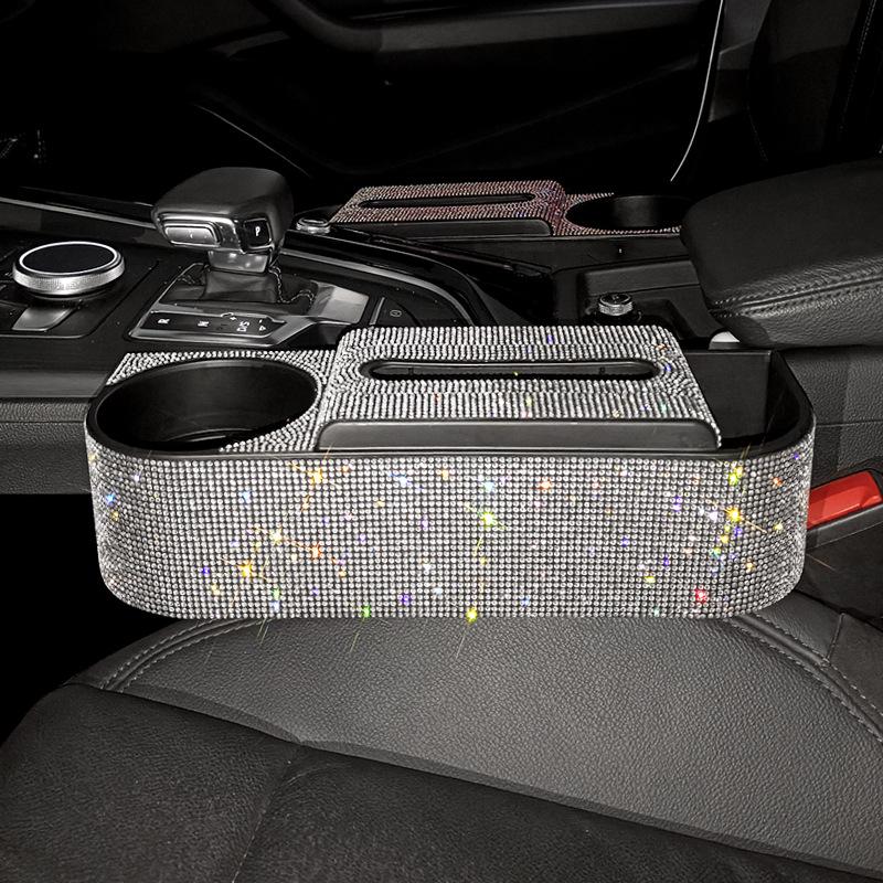 Новый блестящий органайзер для автомобильного сиденья со стразами, коробка для хранения автомобильных зазоров, герметичный подстаканник, монеты, ключи, коробка для салфеток, авто