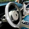 Полностью блестящая стразами накладка на руль автомобиля Универсальная кожаная накладка на руль Автомобильный стайлинг Аксессуары для декора интерьера (Серый