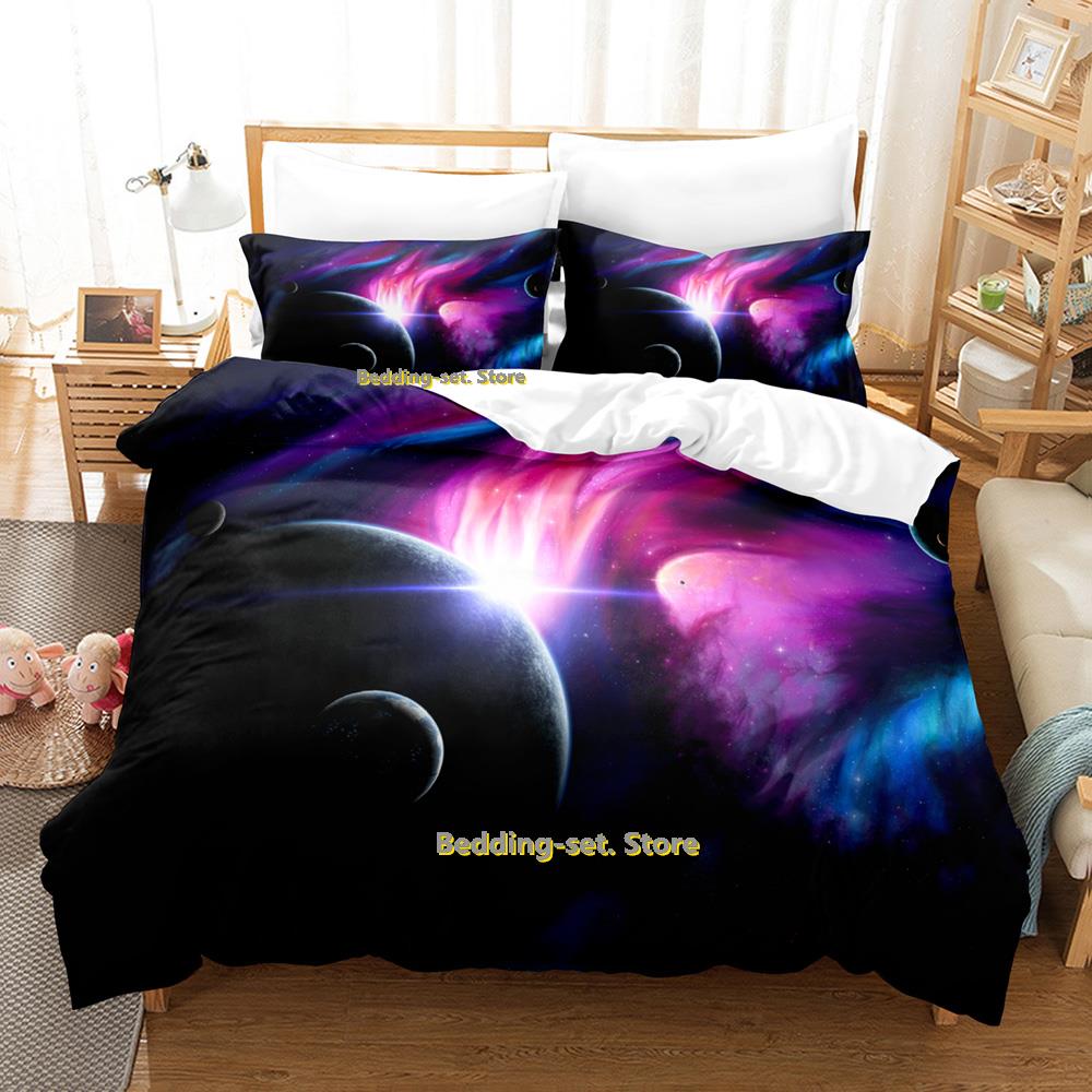 Комплект постельного белья Planets Single Twin Full Queen King Size Bed Set Adult Kid Bedroom Duvetcover Sets Outside Space Universe Bed