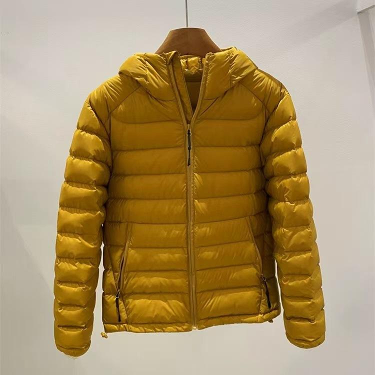 Autumn and winter new light and thin hooded ribs down jacket women's white duck down short fashion warm jacket