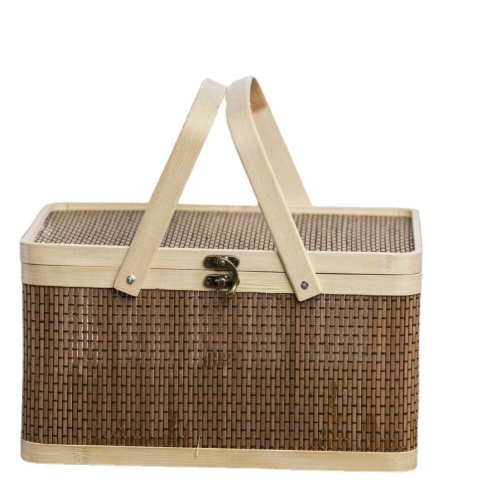 Chinese Style Moon Cake Box Vintage Bread Storage Basket Bread Organizer Egg Container Camping