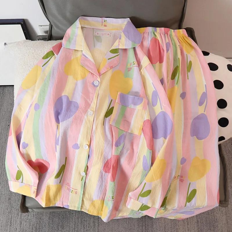 Осенне-зимняя новая женская пижама, домашняя одежда, костюм Cloud Cotton, симпатичная свободная одежда для девочек, домашняя одежда для отдыха, весенне-осенняя одежда