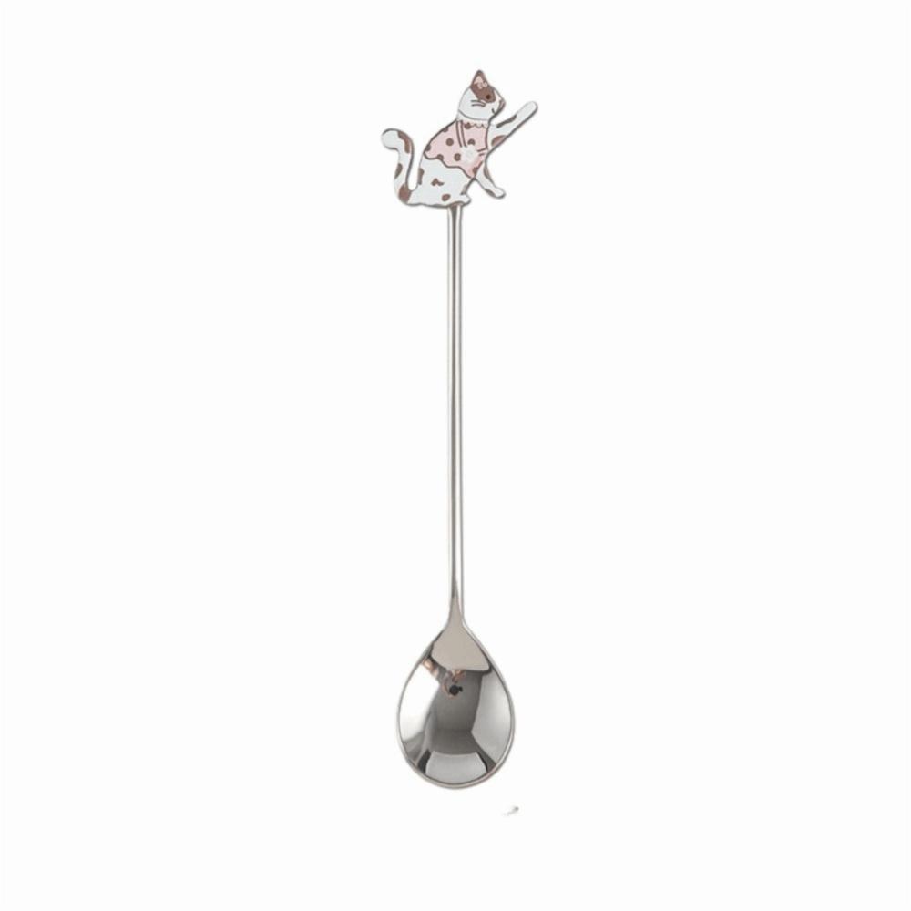 Japanese Korean Style Cat Fish Stainless Steel Spoon Polished Teaspoon Cute Stirring Spoon Cake