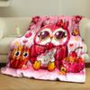 Cute Owl with Cherries in Pink Style print blanket soft and cozy perfect for the living room bed sofa or a nap,gift