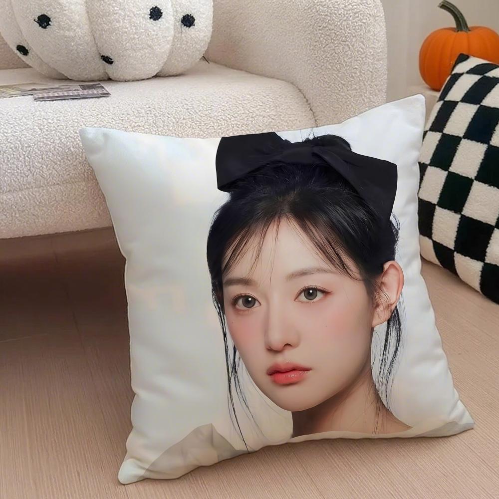 Talented Korean Beautiful Actress KKim Ji Won Cushion Cover Throw Pillow Cover Hidden Button Durable Polyester Chair Cushion