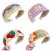 Crochet Wide Hair Hoop Embroidery Children Hair Band Cute Knitted Kids Headband  Girl