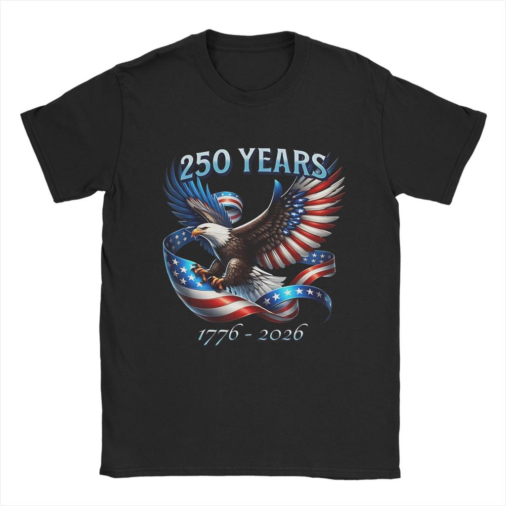 Novelty Patriotic Eagle And Flag 250 Years TShirts for Unisex Round Collar 100 Cotton T Shirt Short Sleeve Tees Clothing