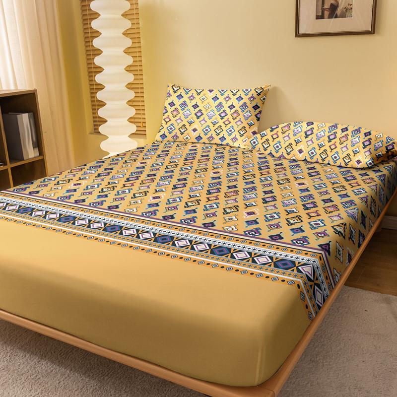 1 Bohemian Patterned Frosted Bedsheet, Bedroom Printed Bedspread, Bedding (Excluding Pillowcases)