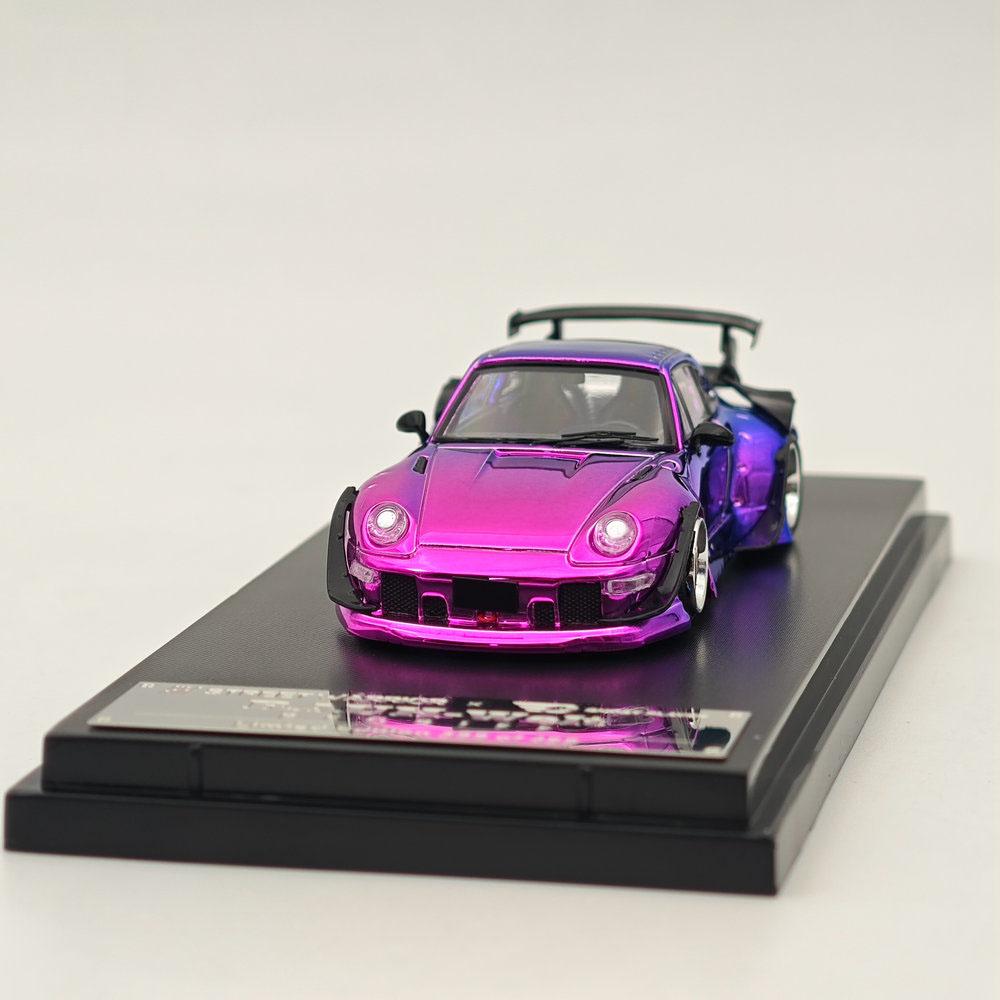SW 1/64 for 993 Gradient Chrome Purple Diecast Models Car Toy Limited 499 Collection Auto Gift Toy Vehicle Models