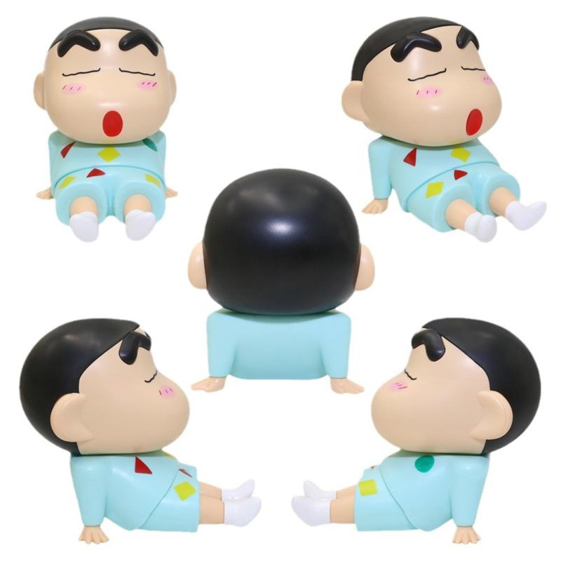 Crayon Shin-Chan Mobile Phone Kawaii Anime Desktop Ornaments Cartoon Watching Tv Phone Support Cute Doll Decorations Toy Gifts