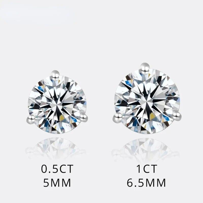 Gica Gema S925 Silver Set 1ct Zircon Stone Woman Classic Simple Small Fresh Three Claw Earrings