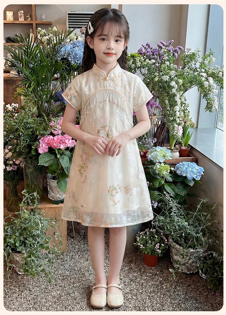Girls' Summer Chinese Style Cheongsam Skirt 2026 New Children's Dress Little Girls' Ancient Style Hanfu Princess Dress