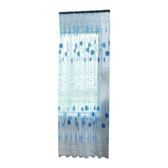 Window Voile Bright-colored Widely Applied Soft Texture Elegant Floral Printing Window Tulle Curtain for Living Room