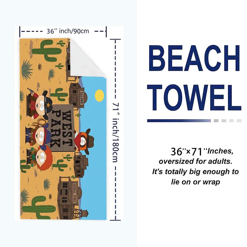 Cartoon Park South Print Beach Towel, Large Soft Quick Dry Towel for Beach Camping Swimming