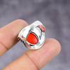Italian Red Coral Handmade 925 Sterling Silver Jewelry Ring Size 8.5 F7F04