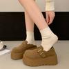 Fall New Slope Heel Single Shoes Women's Round Head Suede Deep Mouth Thick Sole Non-slip Low-top Shoes