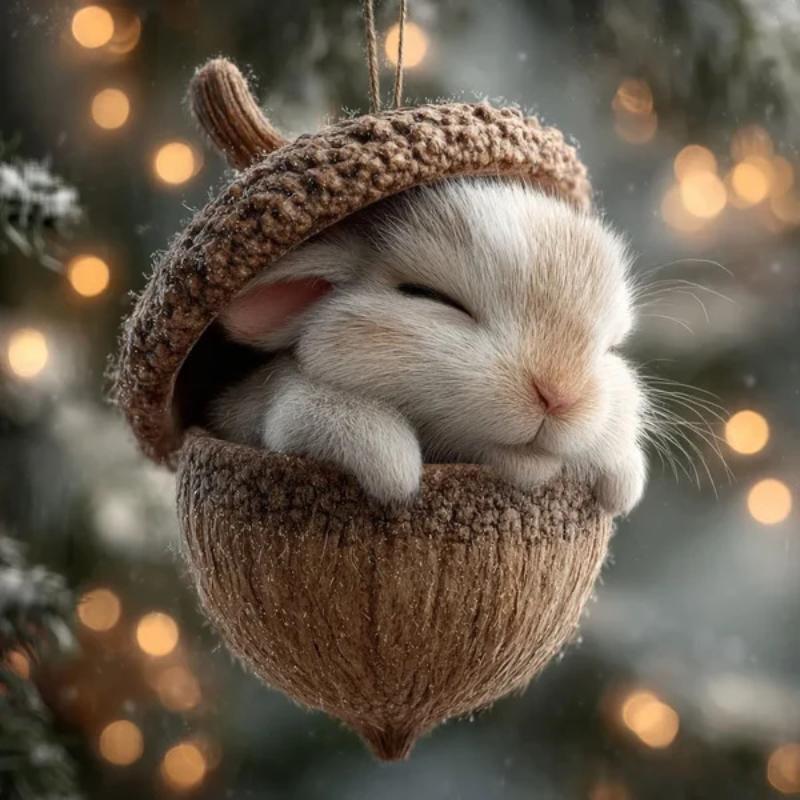 Плоские ornaments с животными из леса и желудями 1/5/6 шт. Прекрасный рождественский декор для детской комнаты, Рождественской елки, Праздничной вечеринки, Декор для дома