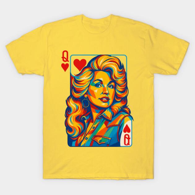 Dolly Parton Queen Of Hearts T Shirt Yellow Pop Art Vintage Playing Card Tee